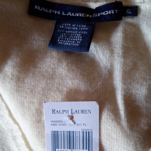 Ralph Lauren Cream Knit V Neck Merino Wool Cashmere Blend Sweater NWT Size XL - Picture 9 of 10
